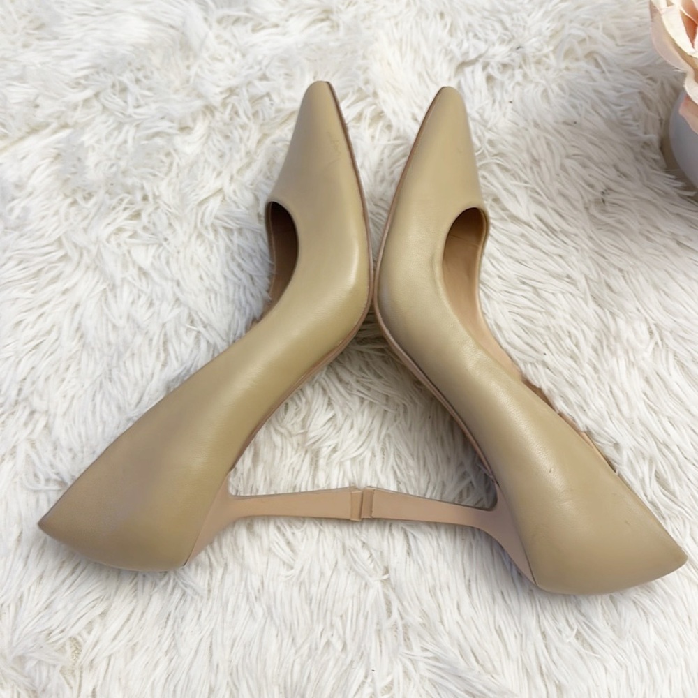 Steve Madden Salza Nude Leather heel pumps shoes women size 7.5 - Picture 7 of 10